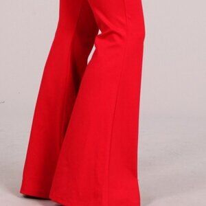 CHATOYANT RICH RED PONTE FLARE BELL BOTTOM PANTS MEDIUM